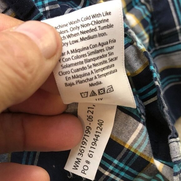 George Mens Shirt Small Plaid Long Sleeve Classic Fit Button Down Casual Blue - Picture 9 of 11